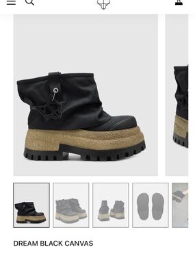 Naked Wolfe Black Canvas Ankle Boot with Tan Platform